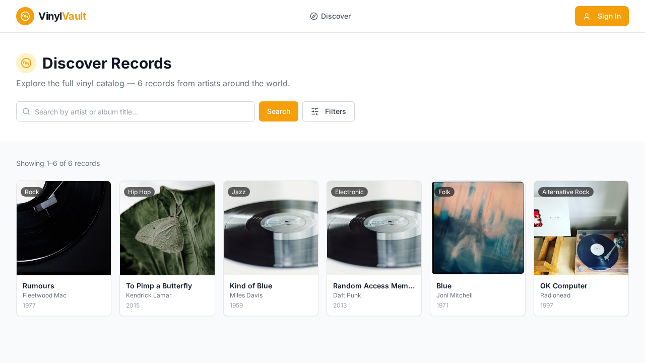 VinylVault template preview