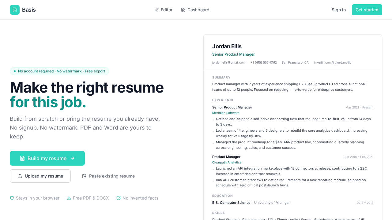 Basis template preview