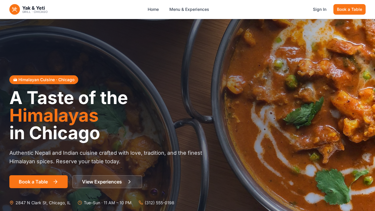 Yak & Yeti Grill template preview